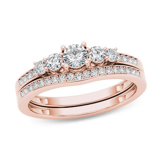 0.50 CT. T.W. Diamond Five Stone Bridal Set in 14K Rose Gold