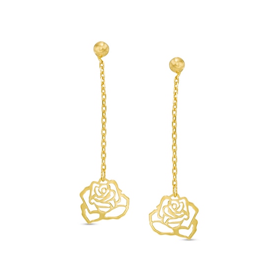 Rose Drop Earrings in 10K Gold