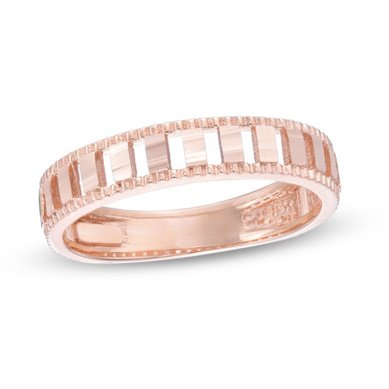 Diamond-Cut Bridge Stackable Band in 10K Rose Gold