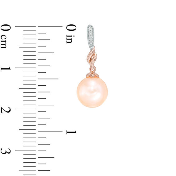 Dyed Pink Freshwater Cultured Pearl and Lab-Created White Sapphire Earrings in Sterling Silver with 14K Rose Gold Plate