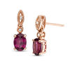Thumbnail Image 0 of Oval Rhodolite Garnet and Diamond Accent Vintage-Style Drop Earrings in 10K Rose Gold