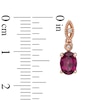 Thumbnail Image 1 of Oval Rhodolite Garnet and Diamond Accent Vintage-Style Drop Earrings in 10K Rose Gold