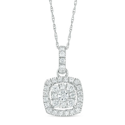 0.50 CT. T.W. Composite Diamond Cushion Frame Pendant in 10K White Gold