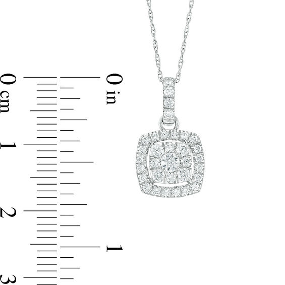 0.50 CT. T.W. Composite Diamond Cushion Frame Pendant in 10K White Gold