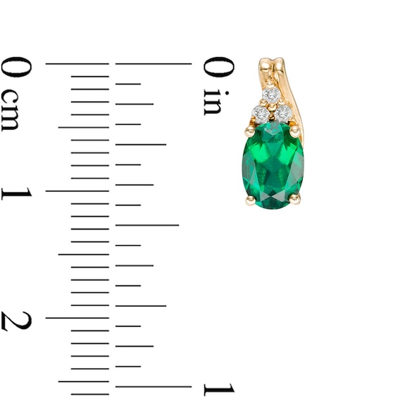 Oval Lab-Created Emerald and White Sapphire Drop Earrings in Sterling Silver with 14K Gold Plate