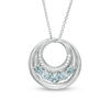 Thumbnail Image 0 of Aquamarine and Diamond Accent Five Stone Circle Pendant in Sterling Silver