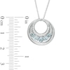 Aquamarine and Diamond Accent Five Stone Circle Pendant in Sterling Silver