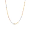 Thumbnail Image 0 of Diamond-Cut Mirror Leaf Link Chain Necklace in 10K Tri-Tone Gold