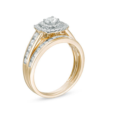 0.95 CT. T.W. Certified Canadian Diamond Double Square Frame Bridal Set in 14K Gold (I/I1)