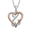 Thumbnail Image 0 of Open Hearts by Jane Seymour™ 0.07 CT. T.W. Diamond Interlocking Pendant in Sterling Silver and 10K Rose Gold