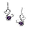 Thumbnail Image 0 of Open Hearts by Jane Seymour™ 5.0mm Amethyst and 0.04 CT. T.W. Diamond Drop Earrings in Sterling Silver