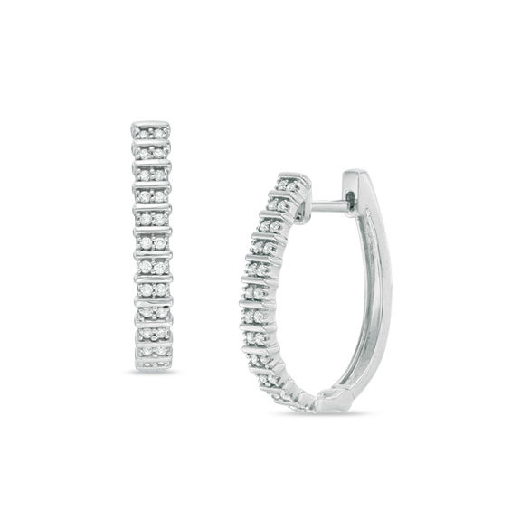 0.23 CT. T.W. Diamond Two Row Hoop Earrings in Sterling Silver ...