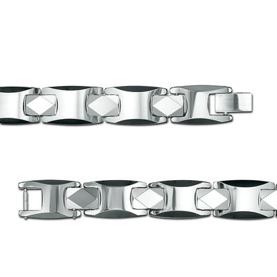 Men's Link Bracelet in Tungsten and Black IP - 8.5"