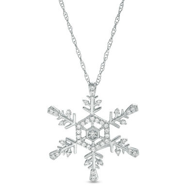 0.15 CT. T.W. Diamond Snowflake Pendant in 10K White Gold