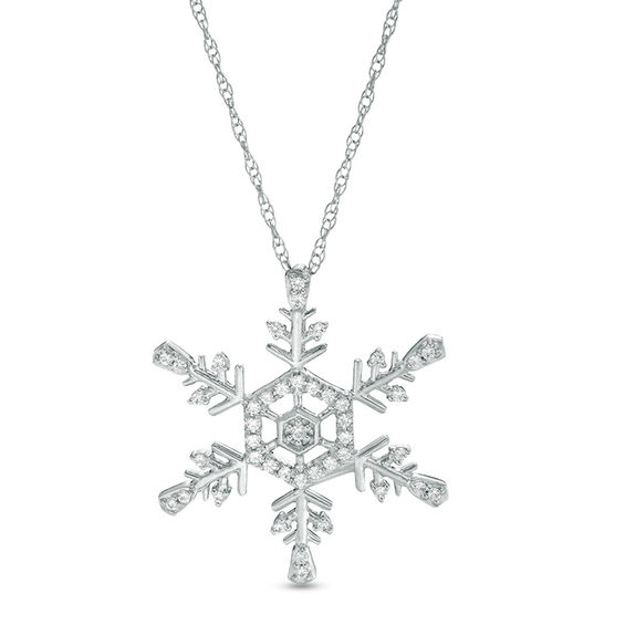 0.15 CT. T.W. Diamond Snowflake Pendant in 10K White Gold