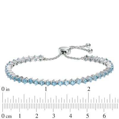 Swiss Blue Topaz and Lab-Created White Sapphire Bolo Bracelet in Sterling Silver – 9.0"