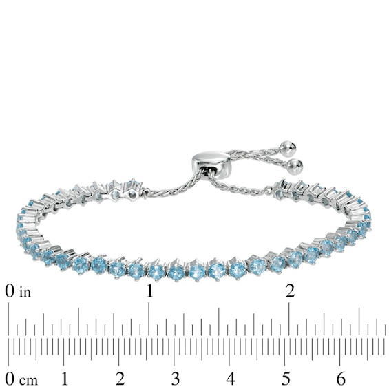 Swiss Blue Topaz and Lab-Created White Sapphire Bolo Bracelet in Sterling Silver – 9.0"