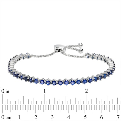 Lab-Created Blue Sapphire Bolo Bracelet in Sterling Silver - 9.0"