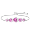Thumbnail Image 0 of Heart-Shaped Lab-Created Pink and White Sapphire Bolo Bracelet in Sterling Silver – 9.0"