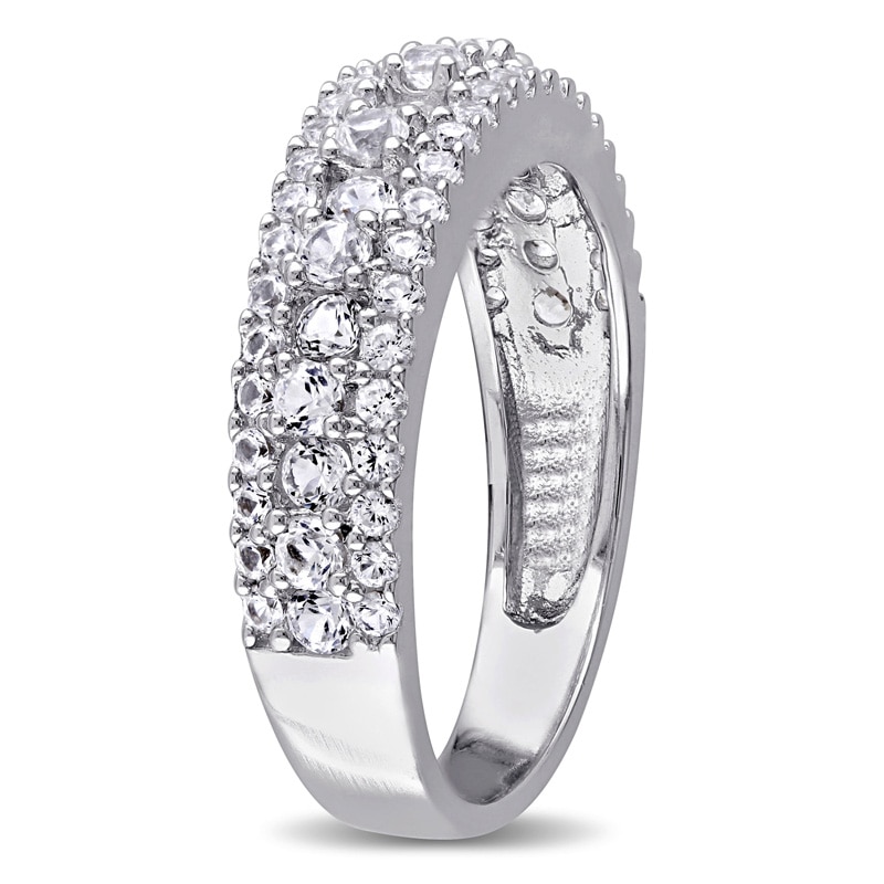 Lab-Created White Sapphire Three Row Ring in Sterling Silver|Peoples Jewellers