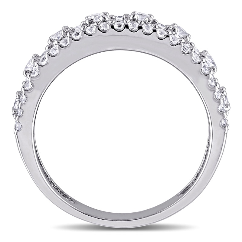 Lab-Created White Sapphire Three Row Ring in Sterling Silver|Peoples Jewellers