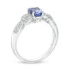 Thumbnail Image 1 of Oval Tanzanite and Lab-Created White Sapphire Braid Ring in Sterling Silver