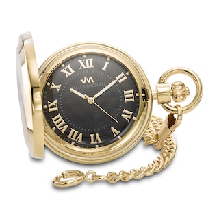 Men's James Michael Gold-Tone Pocket Watch with Black Dial (Model: PQA181099C)