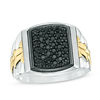 Thumbnail Image 0 of Men's Black Sapphire Signet Ring in Sterling Silver and 10K Gold
