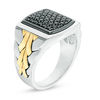 Thumbnail Image 1 of Men's Black Sapphire Signet Ring in Sterling Silver and 10K Gold