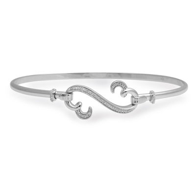 Open Hearts by Jane Seymour™ 0.10 CT. T.W. Diamond Collar Bangle in Sterling Silver