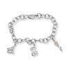 Thumbnail Image 0 of Open Hearts by Jane Seymour™ 0.10 CT. T.W. Diamond Charm Bracelet in Sterling Silver and 10K Rose Gold