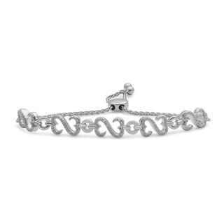 Open Hearts by Jane Seymour™ 0.20 CT. T.W. Diamond Bolo Bracelet in Sterling Silver - 9.5"