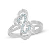 Open Hearts by Jane Seymour™ 0.10 CT. T.W. and Blue Topaz Wave Ring in Sterling Silver