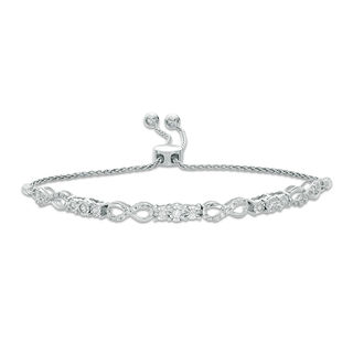 0.37 CT. T.W. Diamond Three Stone Infinity Bolo Bracelet in 10K White Gold - 9.5"