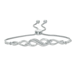 0.15 CT. T.W. Diamond Twist Bolo Bracelet in Sterling Silver - 9.5&quot;