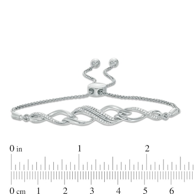 0.15 CT. T.W. Diamond Twist Bolo Bracelet in Sterling Silver - 9.5"