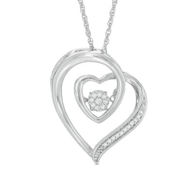 Unstoppable Love™ Composite Diamond Accent Swirl Heart Pendant in Sterling Silver