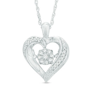 Unstoppable Love™ Composite Diamond Accent Heart Frame Pendant in Sterling Silver