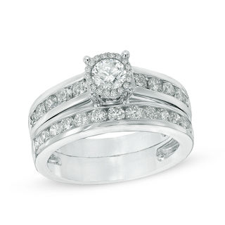 1.50 CT. T.W. Channel-Set Diamond Bridal Set in 14K White Gold