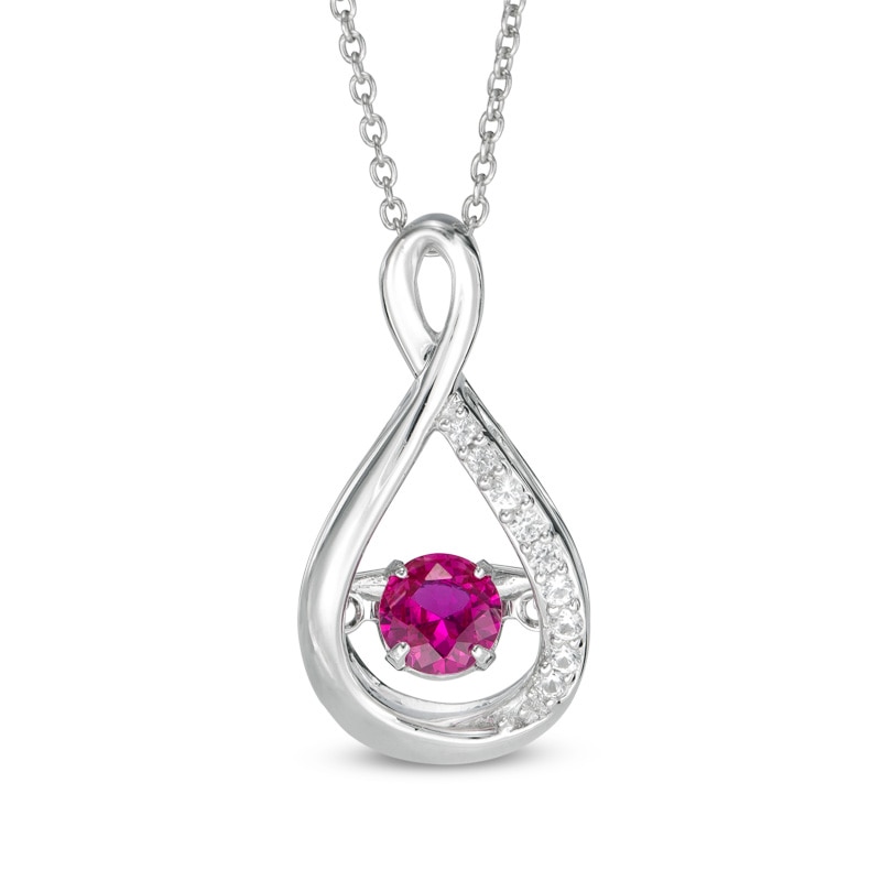 Unstoppable Love™ 5.0mm Lab-Created Ruby and White Sapphire Infinity Pendant in Sterling Silver
