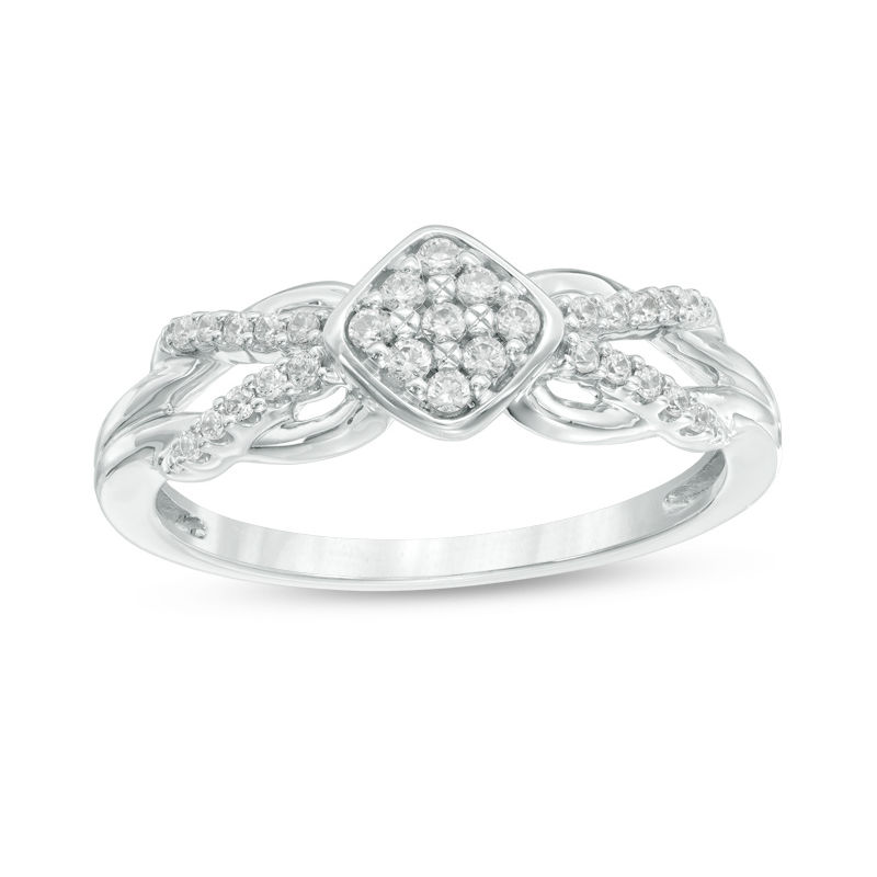 0.15 CT. T.W. Composite Diamond Crossover Promise Ring in Sterling Silver|Peoples Jewellers