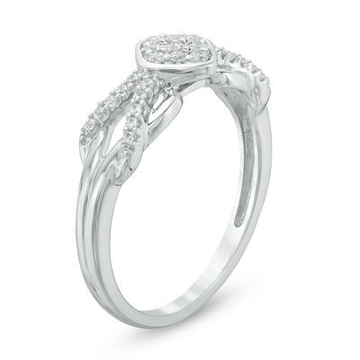 0.15 CT. T.W. Composite Diamond Crossover Promise Ring in Sterling Silver