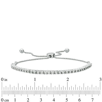 0.09 CT. T.W. Diamond Bolo Bracelet in Sterling Silver - 9.5"