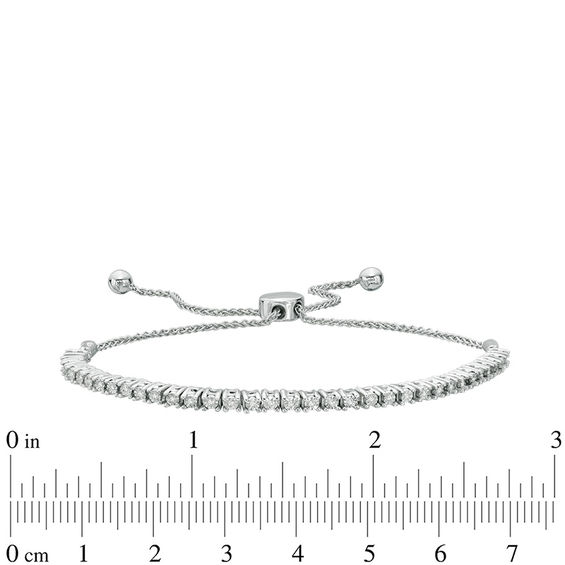 0.09 CT. T.W. Diamond Bolo Bracelet in Sterling Silver - 9.5"