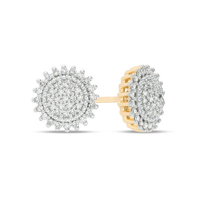 0.25 CT. T.W. Diamond Sunburst Stud Earrings in 10K Gold