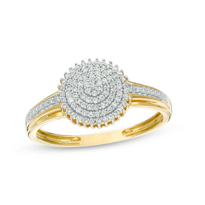 0.20 CT. T.W. Diamond Sunburst Ring in 10K Gold