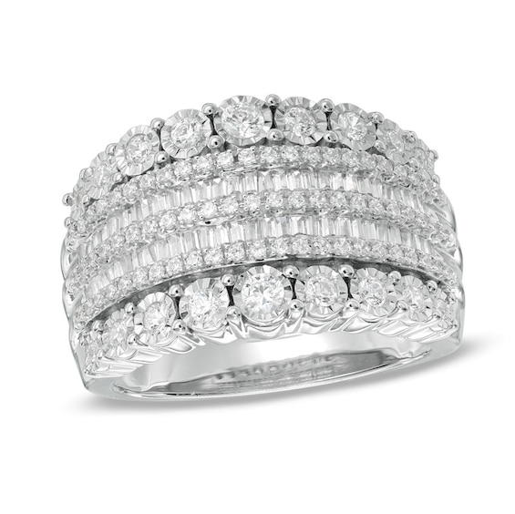 1.00 CT. T.W. Diamond Multi-Row Anniversary Band in 10K White Gold