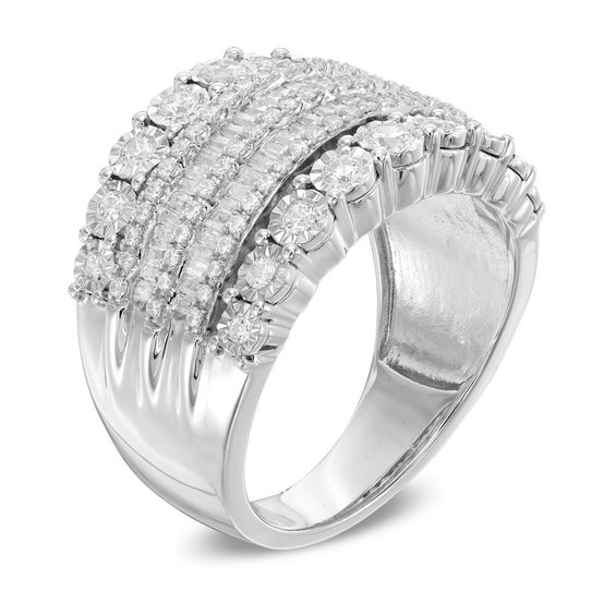 1.00 CT. T.W. Diamond Multi-Row Anniversary Band in 10K White Gold