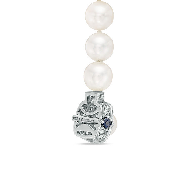 Vera Wang Love Collection Akoya Cultured Pearl and 0.15 CT. T.W. Diamond Necklace and Earrings Set in 14K White Gold|Peoples Jewellers