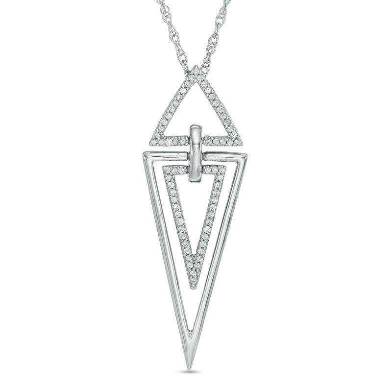 0.15 CT. T.W. Diamond Triangles Pendant in Sterling Silver|Peoples Jewellers